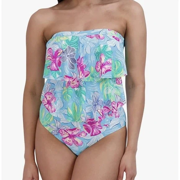 Stella‎ Parker Women L Swimming Suit Tropical Floral 1 piece Multicolor NWT $108 - Picture 2 of 5